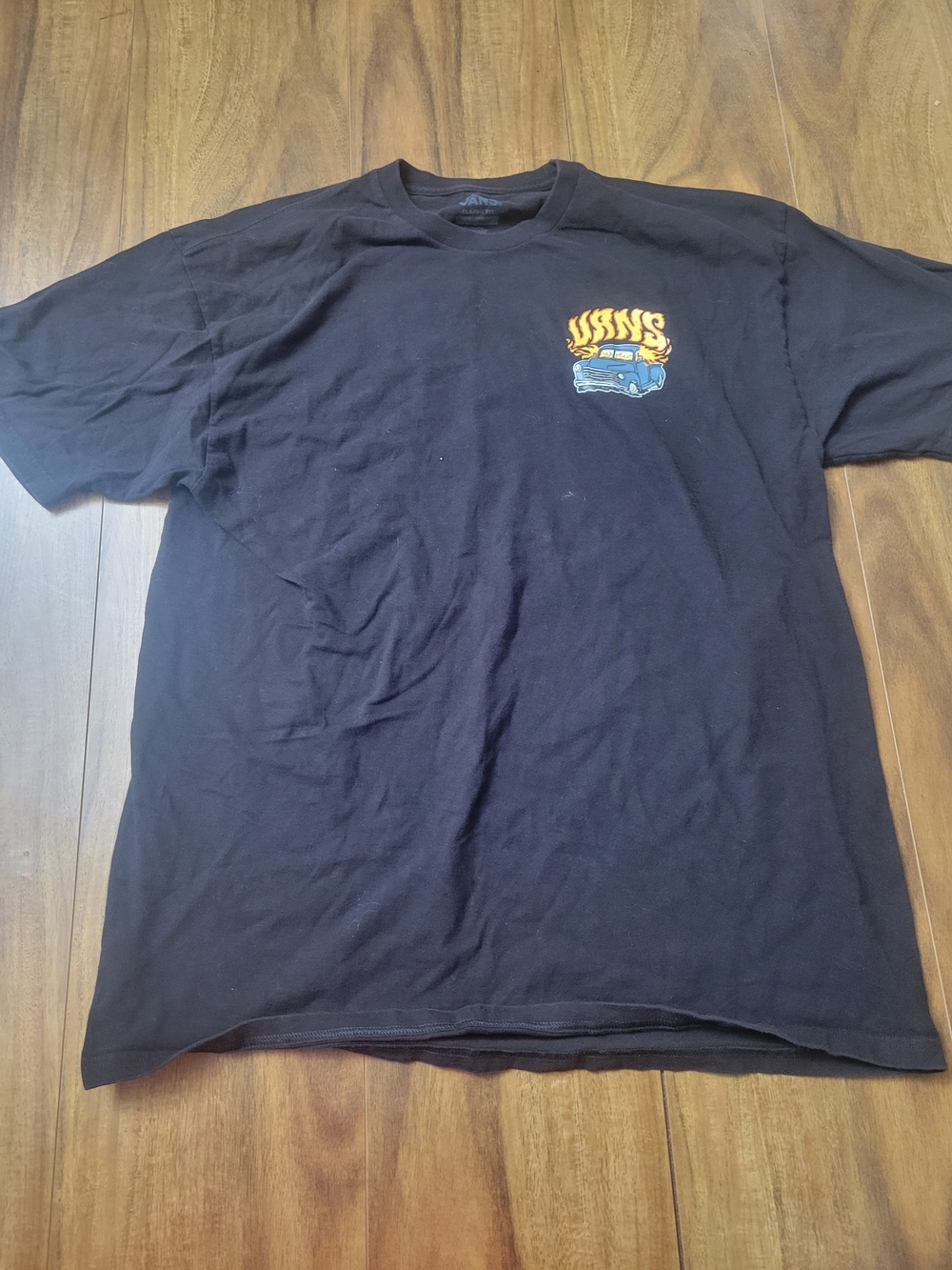 Vans Black Short Sleeve Tee with Yellow and Blue Graphic